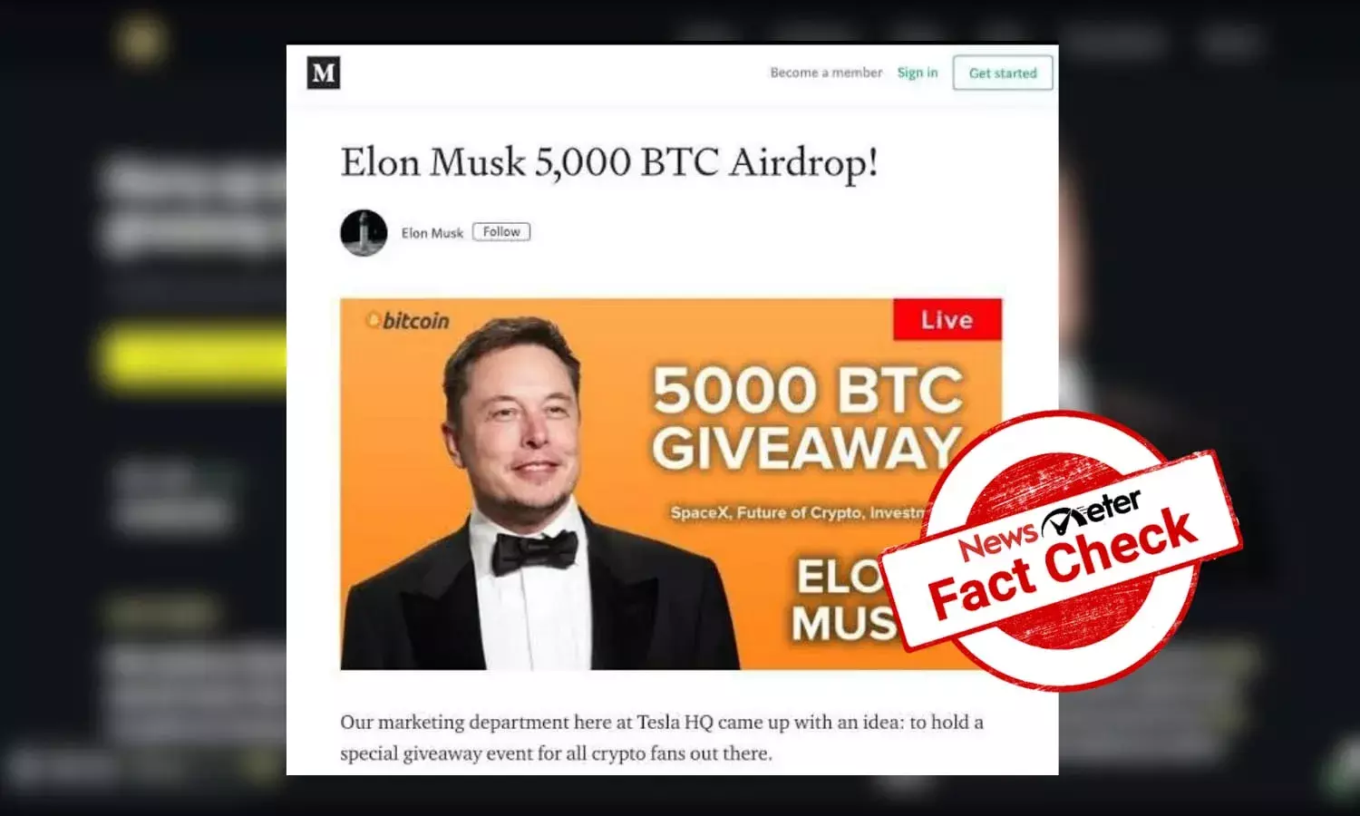 Fact Check: Beware! Viral post about Elon Musks 5000 BTC ear drop give away is a scam