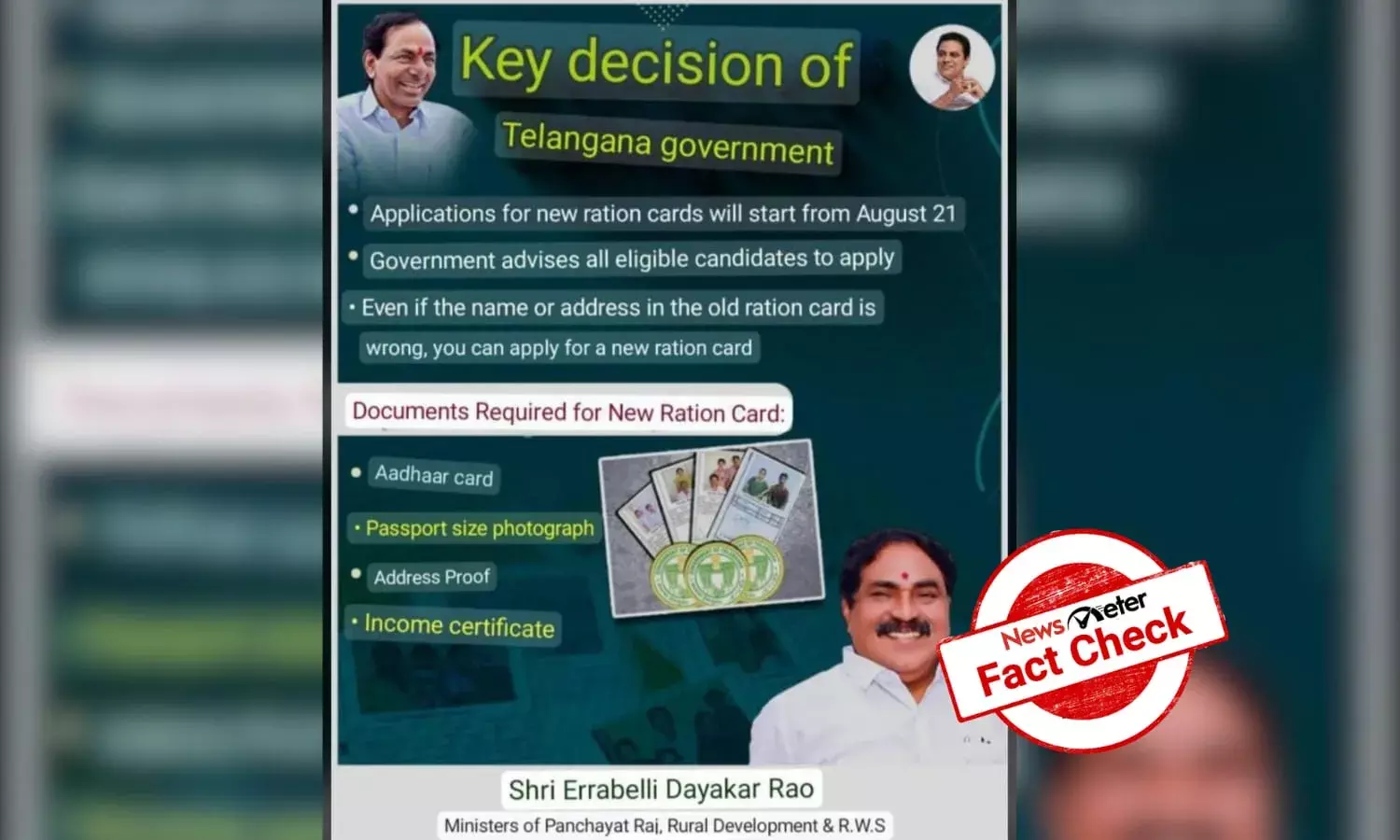 Fact Check: Telangana govt notification about new ration cards is fake