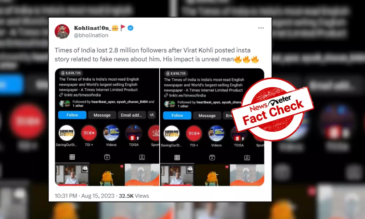 Fact Check: Did TOI lose followers after Virat Kohli called them out for fake news?