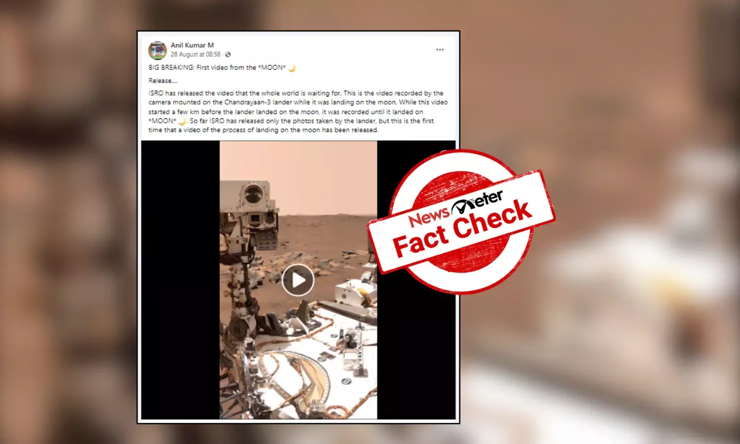 Fact Check: Video shows NASA’s Perseverance rover on Mars, not Chandrayaan-3 on moon