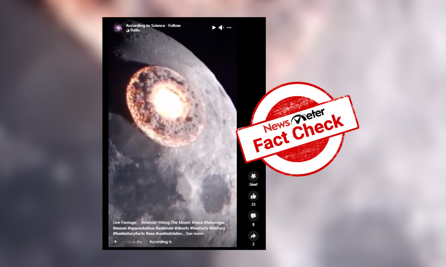 Fact Check CGI video of asteroid exploding on impact with moon shared