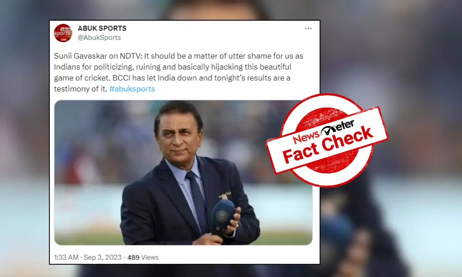 Fact Check: Sunil Gavaskar did not criticise BCCI after India vs Pak match was washed out