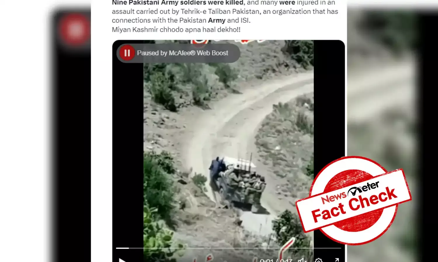 No, the viral video is not from the recent TTP attack on Pakistan Army