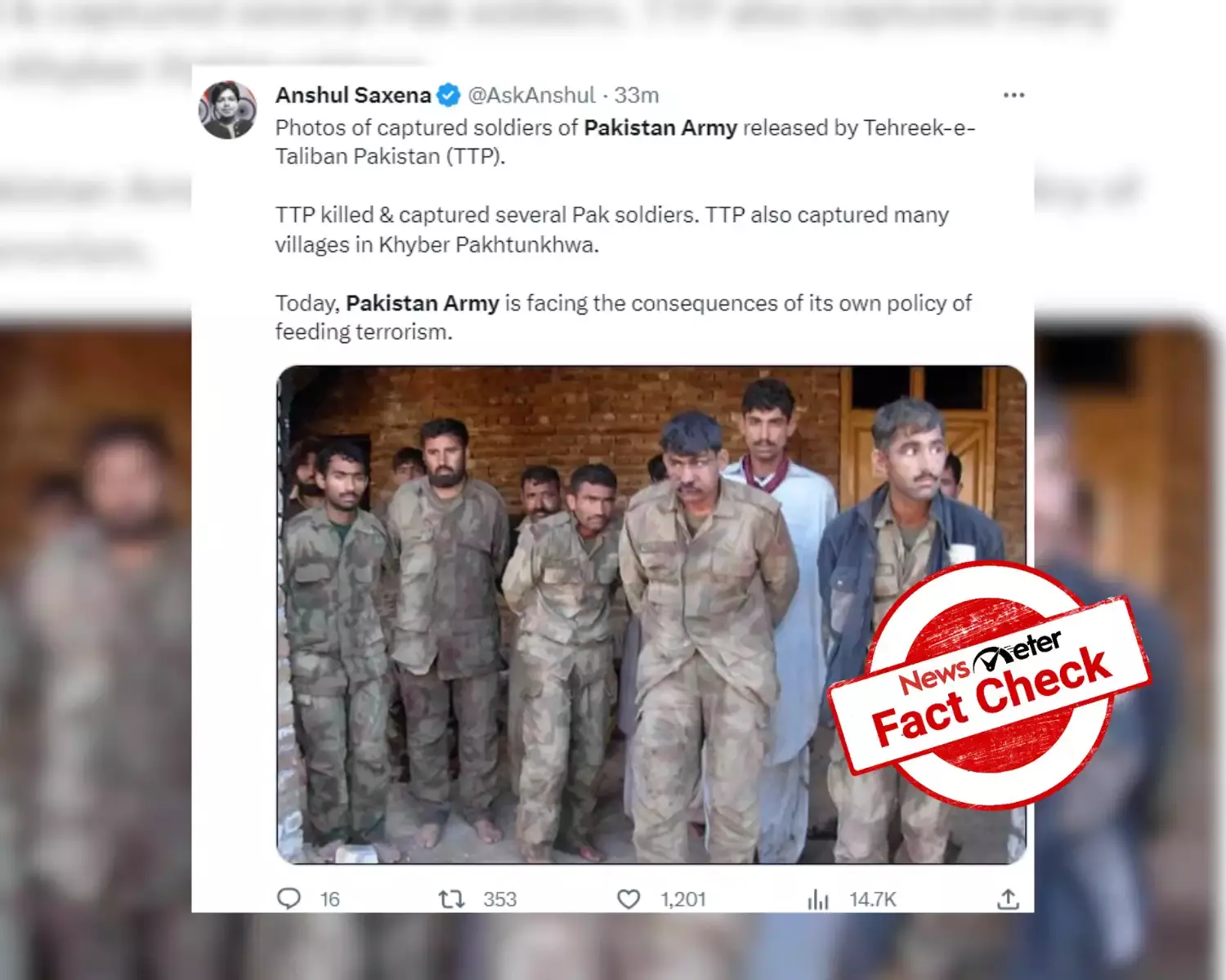 Old image shared as TTP release Pakistan army soldiers