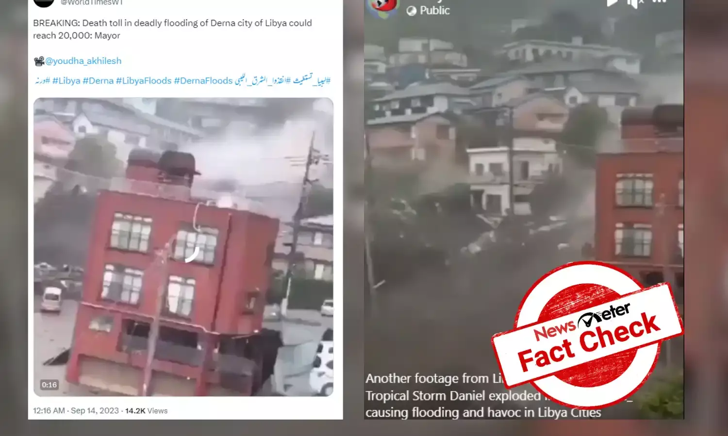 No, the flood devastation video is old and from Japan, not Libya