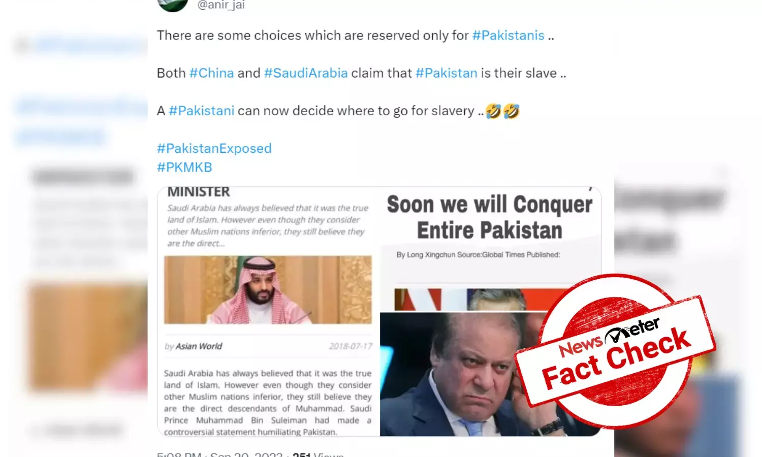 Fact Check: Did Saudi Arabia and China call Pakistan a ‘slave’?