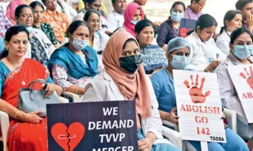 Telangana doctors stage protest against govt; demand arrears, healthcare reforms