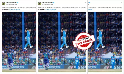 Fact Check: Image showing Sirajs ecstatic celebration with an extra leap is morphed