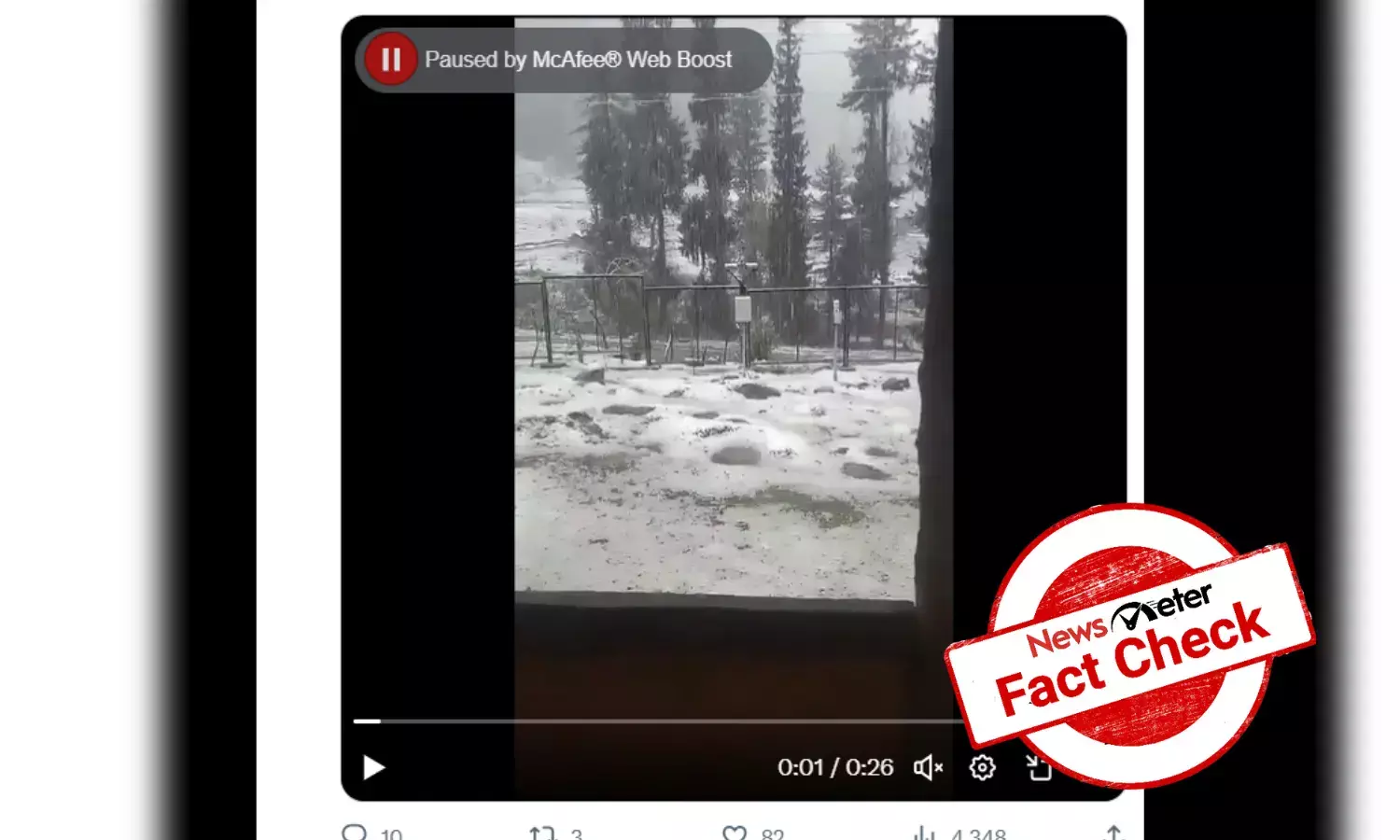 Old video shared as recent snowfall in Kashmir