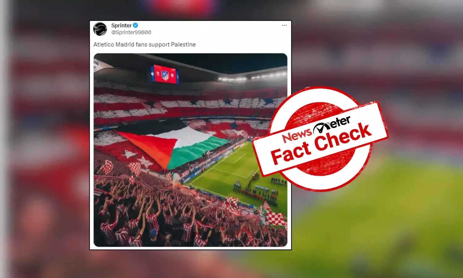 Fact Check: AI-generated image falsely shows Atlético de Madrid fans waving Palestine flag in stadium