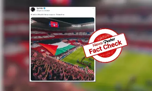 Fact Check: AI-generated image falsely shows AtlƩtico de Madrid fans waving Palestine flag in stadium