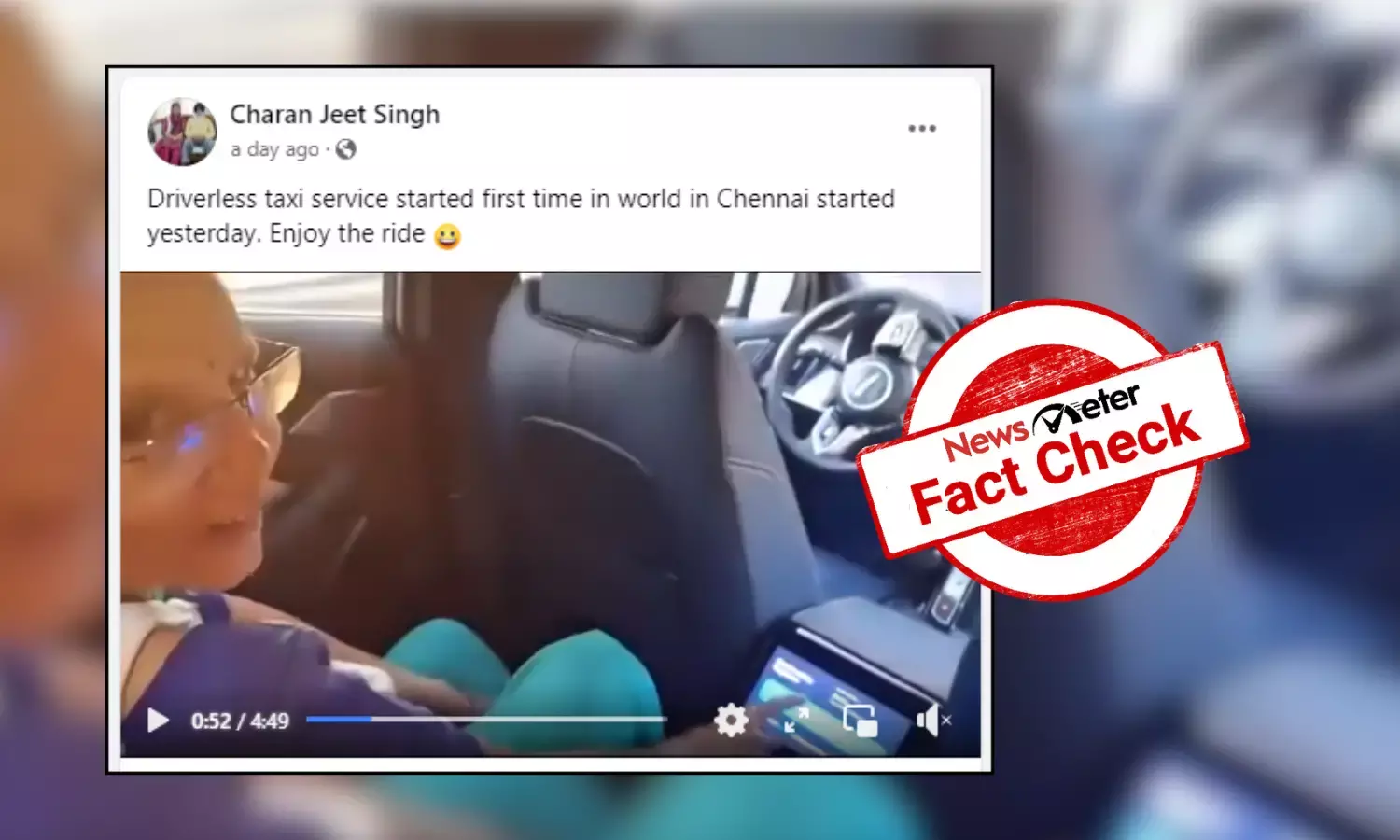Fact Check: Viral video of Tamil-speaking woman in driverless taxi is from US, not Chennai