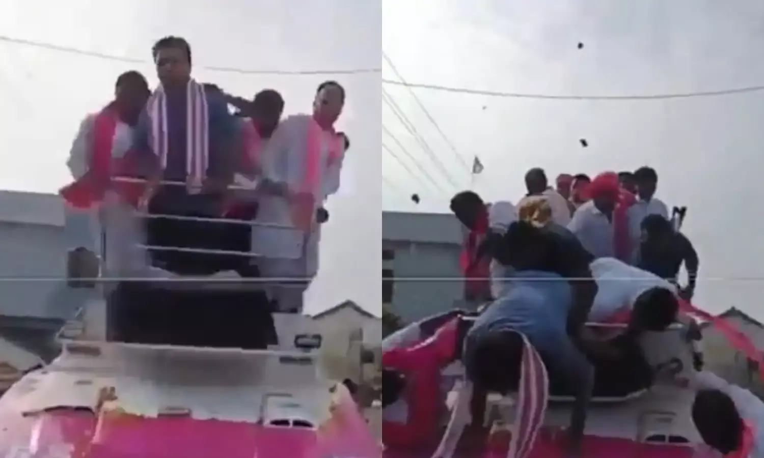 KTR falls off campaign vehicle in Armoor, escaped unhurt