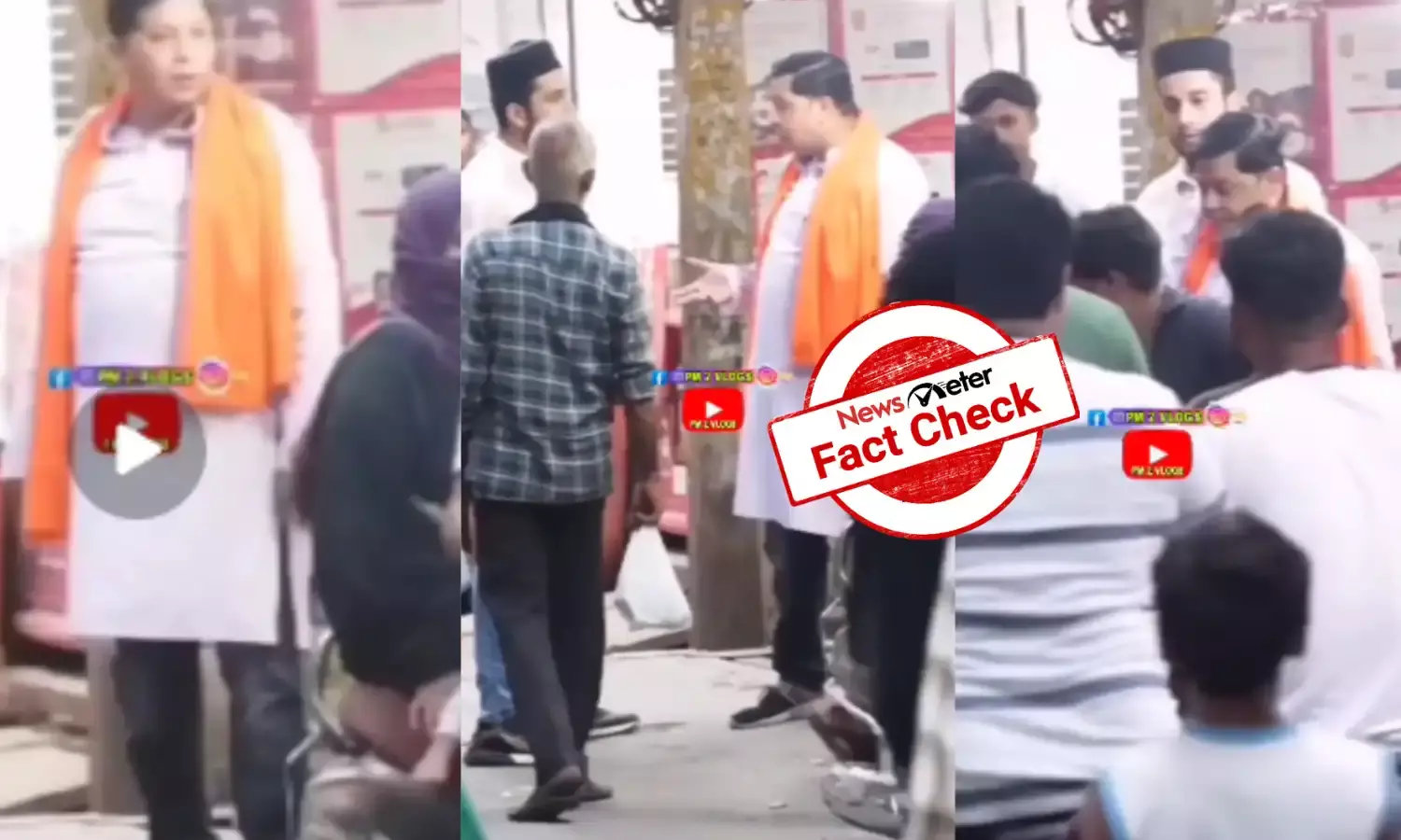 Fact Check: Viral video of skull cap-wearing man misbehaving with man in saffron scarf is scripted