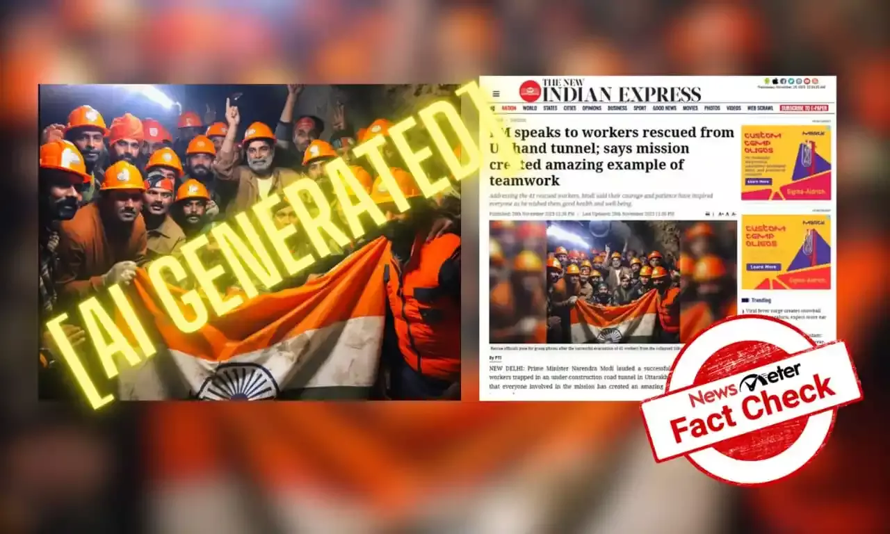 Fact Check: Viral group photo of men rescued from Uttarkashi tunnel is AI-generated