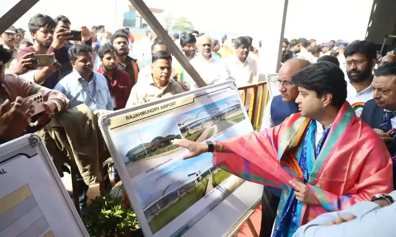 Union Minister Scindia lays foundation for Rs 350 cr new terminal at Rajamundry Airport