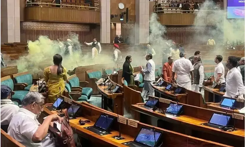 Huge security breach at Lok Sabha: Two intruders jumped into Sabha Chamber from public gallery