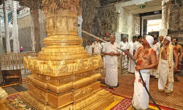 TTD carries out centuries-old cleansing ritual at Lord Venkateswara temple