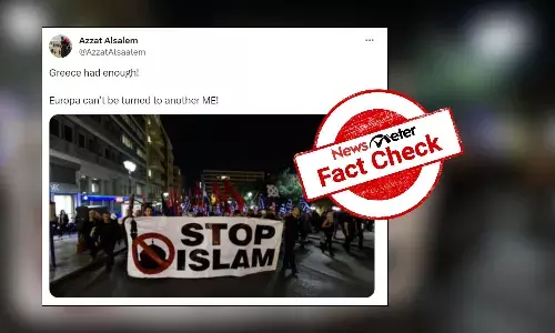 Fact Check: Viral image of anti-Islam banner in rally is old, organised by āneo-Naziā party in Athens