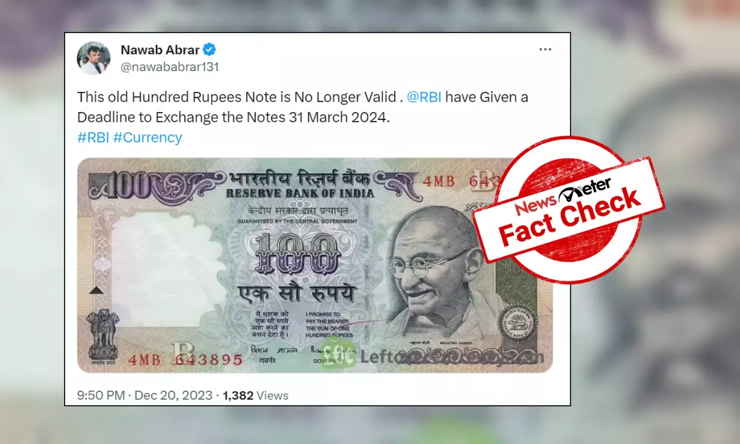 Fact Check: Viral message on RBI demonetising old Rs 100 notes is fake