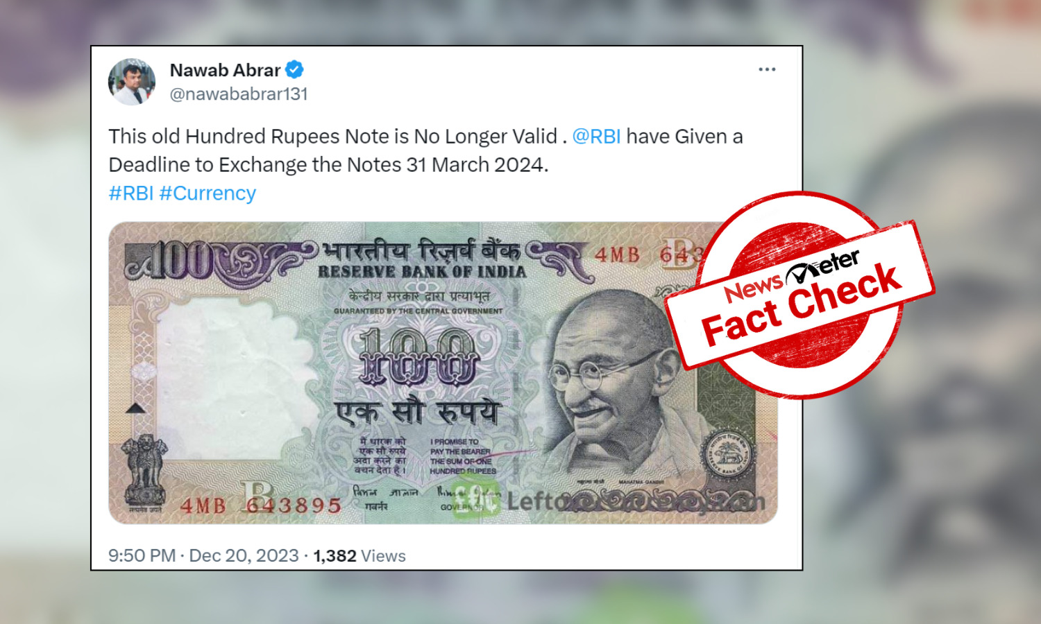Fact Check: Viral message on RBI demonetising old Rs 100 notes is fake