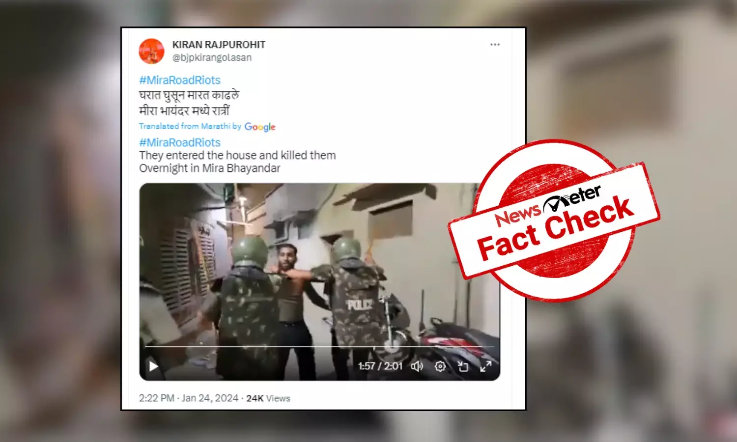 Fact Check: Video of cops detaining protestors is from Hyderabad, not Mumbai’s Mira road
