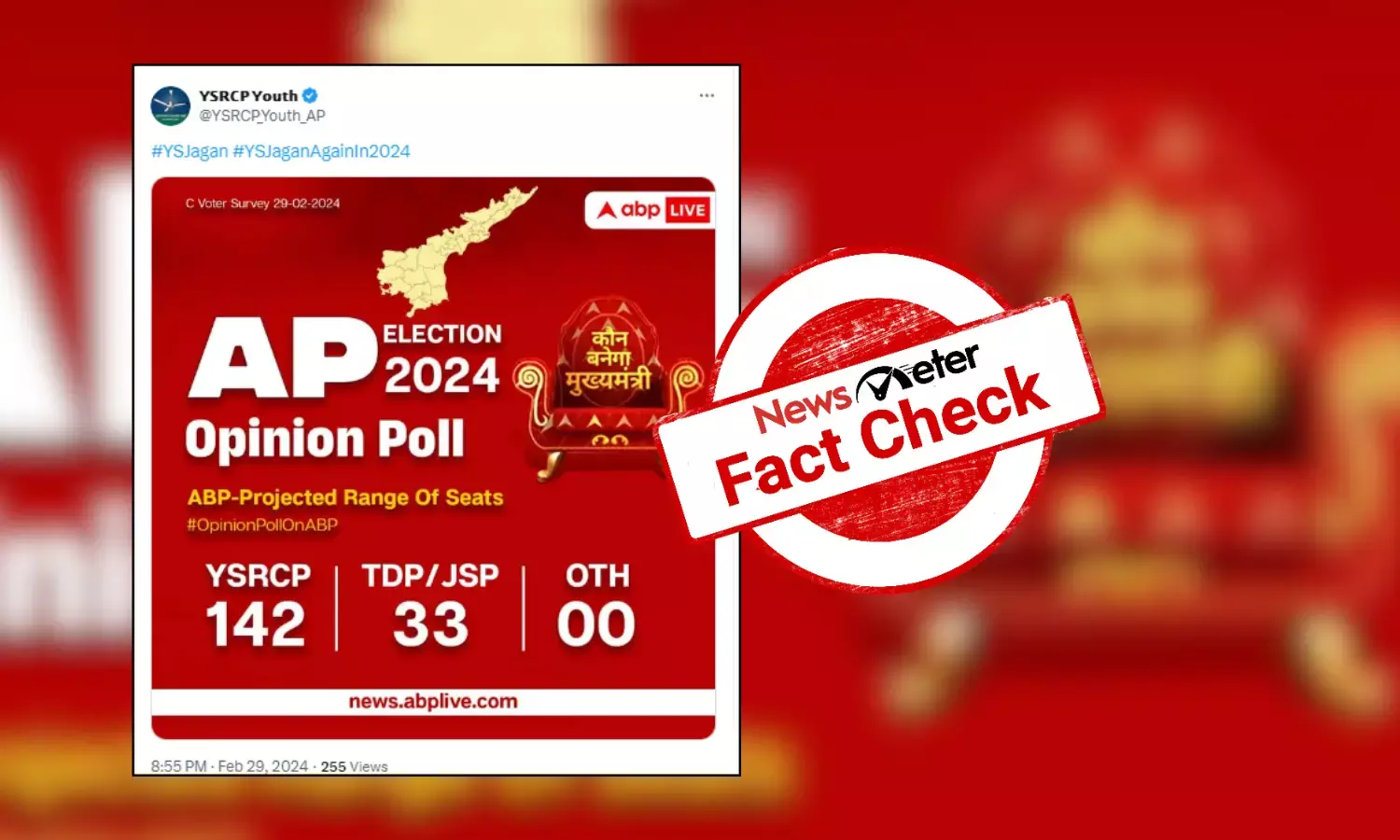 Fact Check: Viral ABP-CVoter survey on AP Assembly Elections 2024 is fabricated