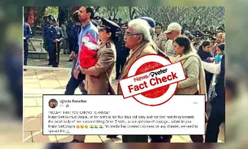 Fact Check: Viral image of Army officer with newborn at husbandās funeral is from 2018, not 2024