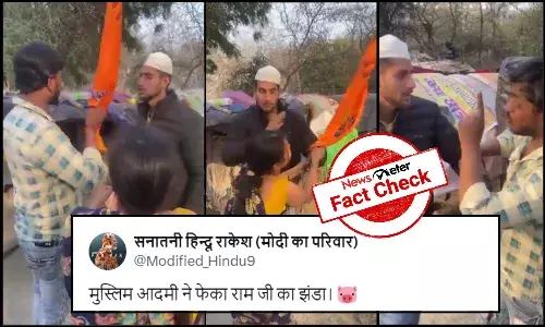 Fact Check: Video showing Muslim man removing saffron flag is scripted