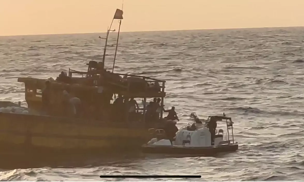 Visakhapatnam: Nine fishermen rescued by Indian Coast Guard after boat catches fire