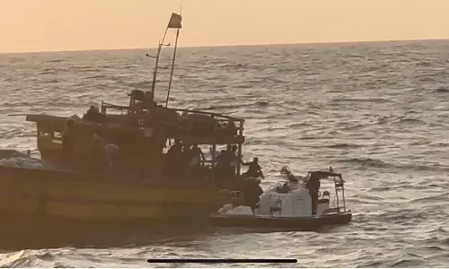 Visakhapatnam: Nine fishermen rescued by Indian Coast Guard after boat catches fire