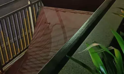 Hyderabad: Panjagutta Meridian Hotel employee injured after billboard collapses on him