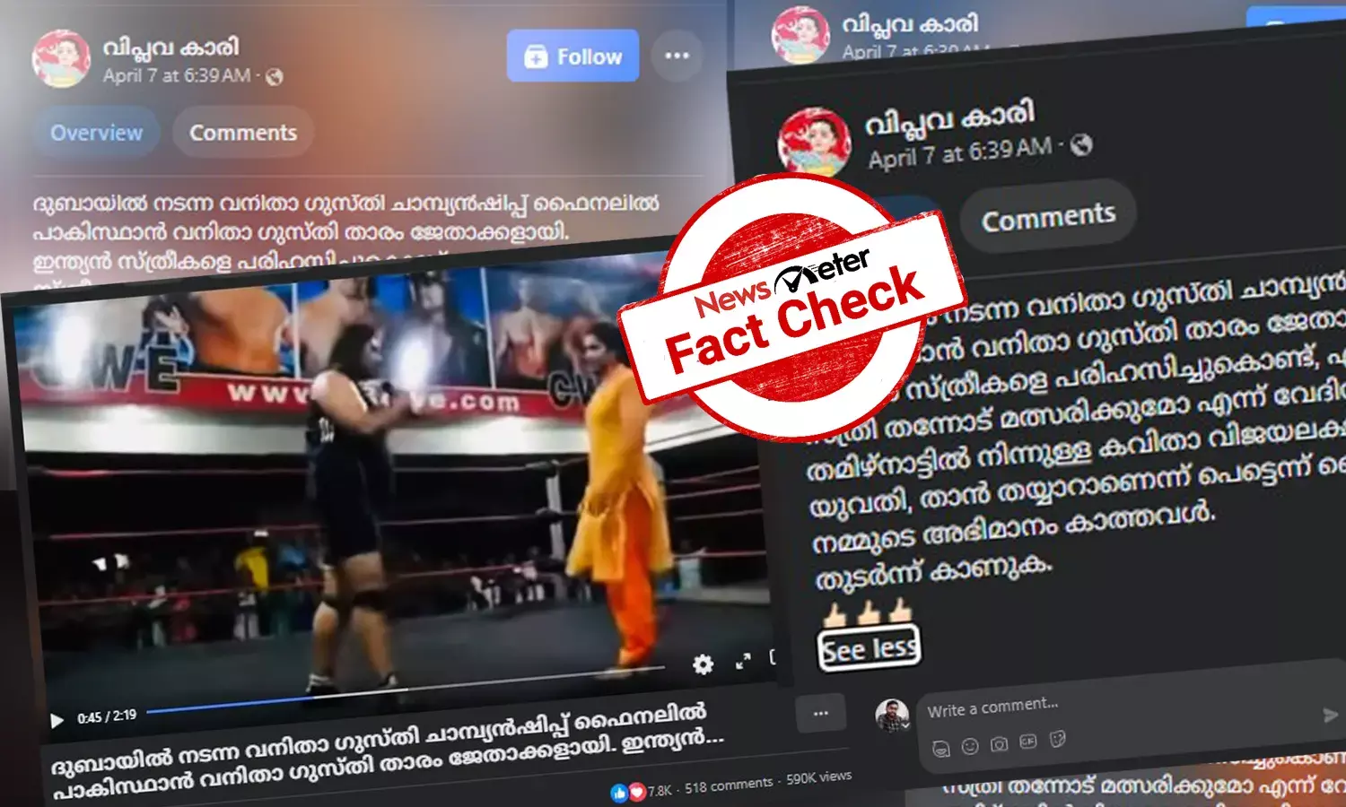 Fact Check: ഇന്ത്യന്‍ സ്ത്രീകളെ വെല്ലുവിളിച്ച് പാക്കിസ്ഥാന്‍ ഗുസ്തി താരം? വീഡിയോയുടെ സത്യമറിയാം