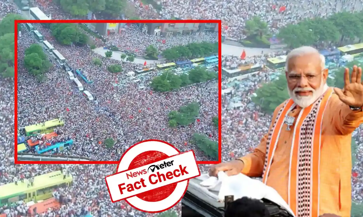 Huge crowd in PM Modis roadshow in Telangana, A Viral photo of PM Modis roadshow in Telangana