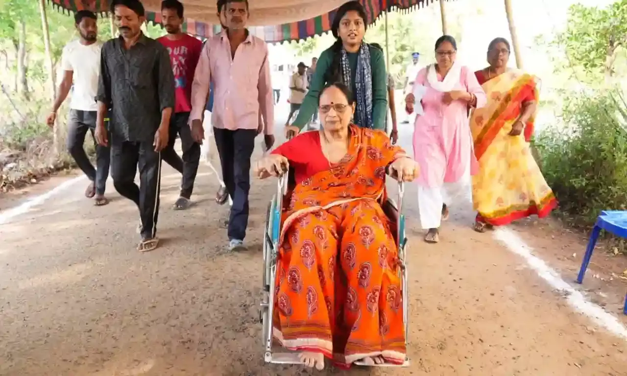 Hearing, speech and visually impaired woman casts vote at polling booth in Indore