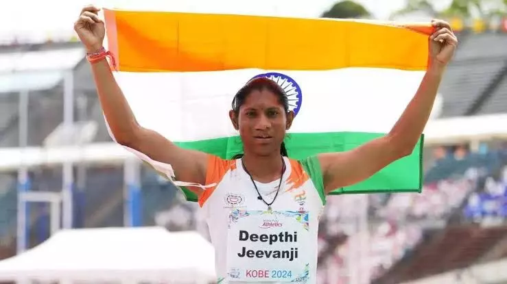 Telangana’s Deepthi Jeevanji wins gold at World Para Athletics in 400m race Telangana’s Deepthi Jeevanji wins gold at World Para Athletics in 400m race