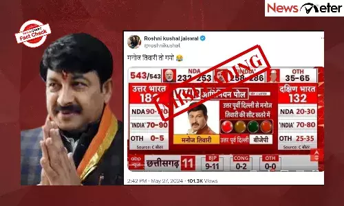 Fact Check: Viral graphic of ABP-CVoter opinion poll predicting loss for BJP MP Manoj Tiwari is edited