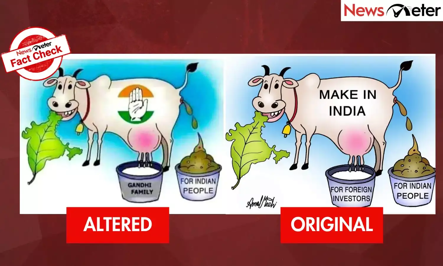 Fact Check: Viral cartoon showing Congress, Gandhi family ‘looting India’ is altered