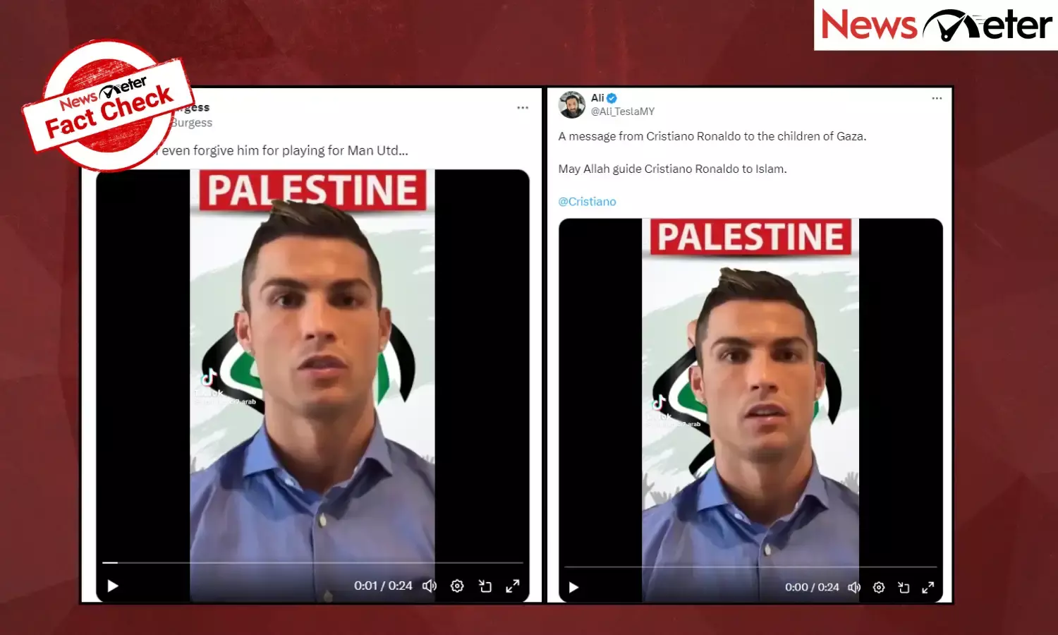 Fact Check: Viral video message by Ronaldo for children in Gaza is manipulated