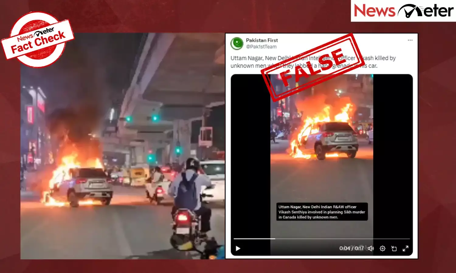 Fact Check: Video of car on fire in Delhi falsely shared as assassination of RAW officer