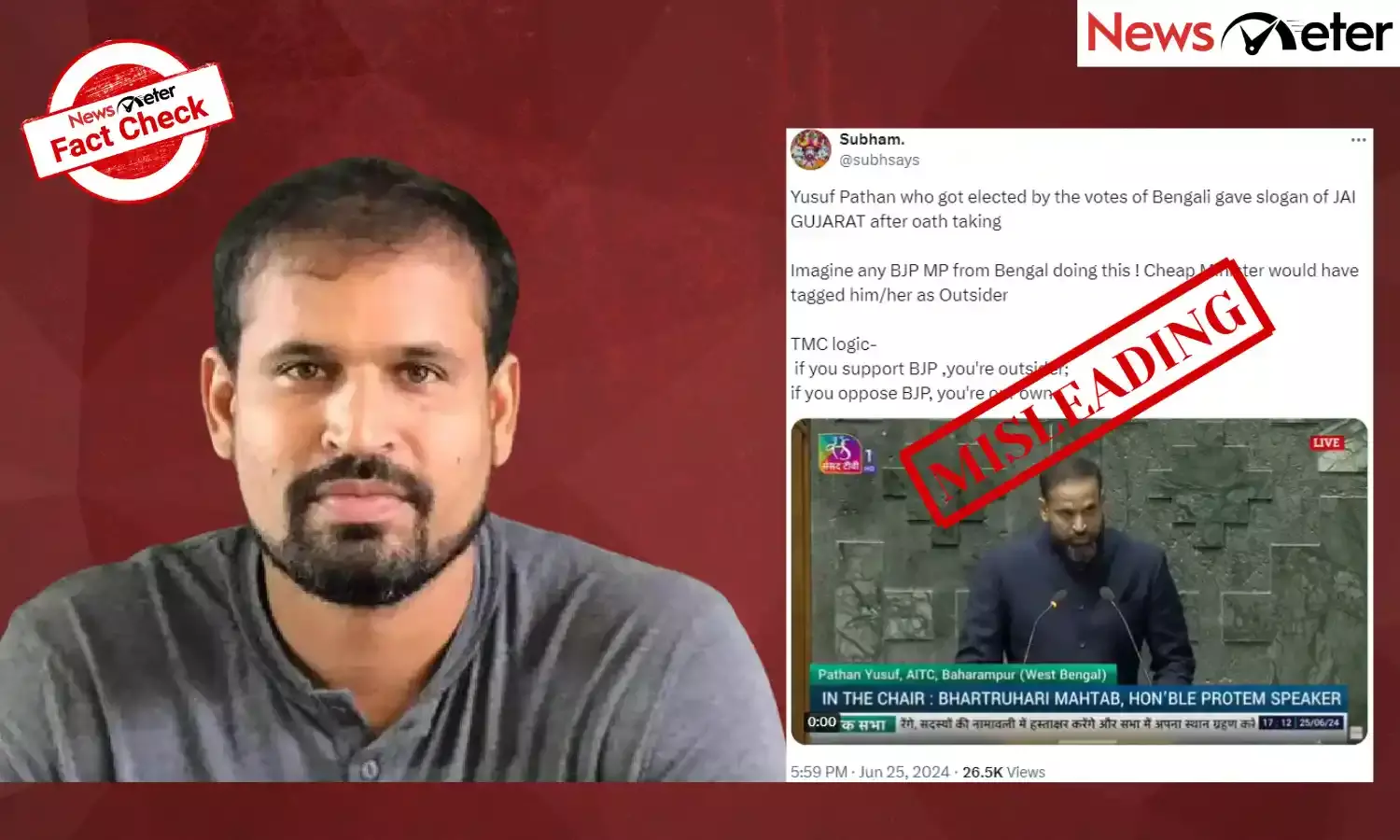 Fact Check: Clipped video of MP Yusuf Pathan’s oath-taking speech goes viral