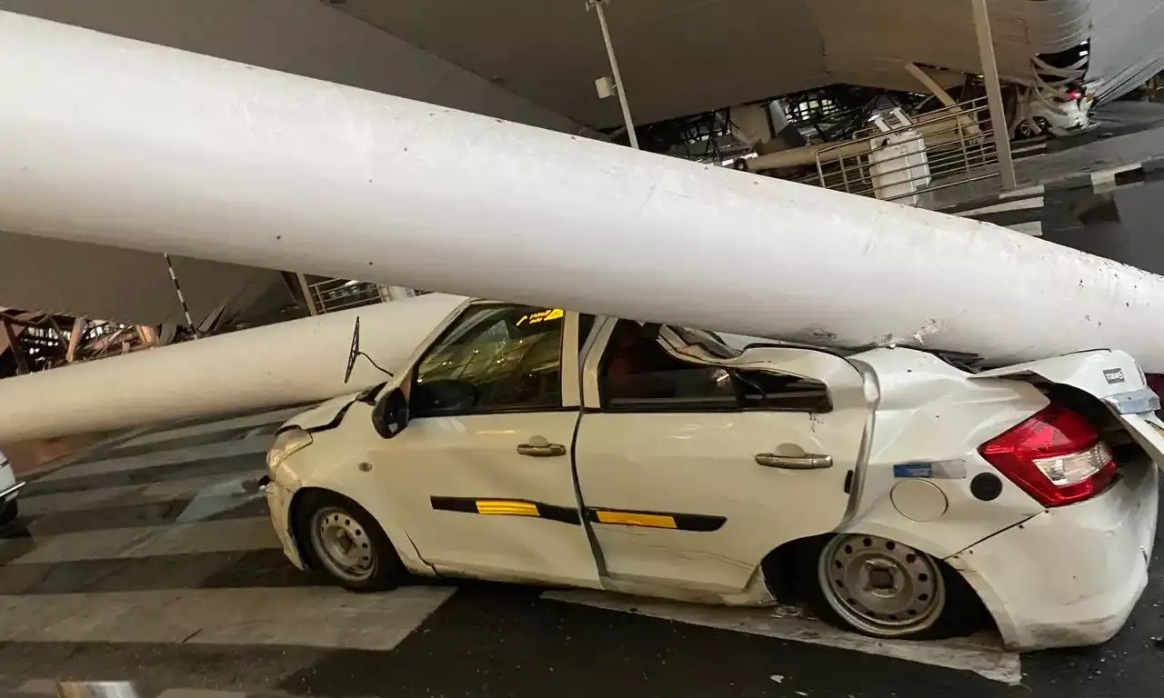 6 injured after portion of roof of Delhi airports Terminal-1 collapses