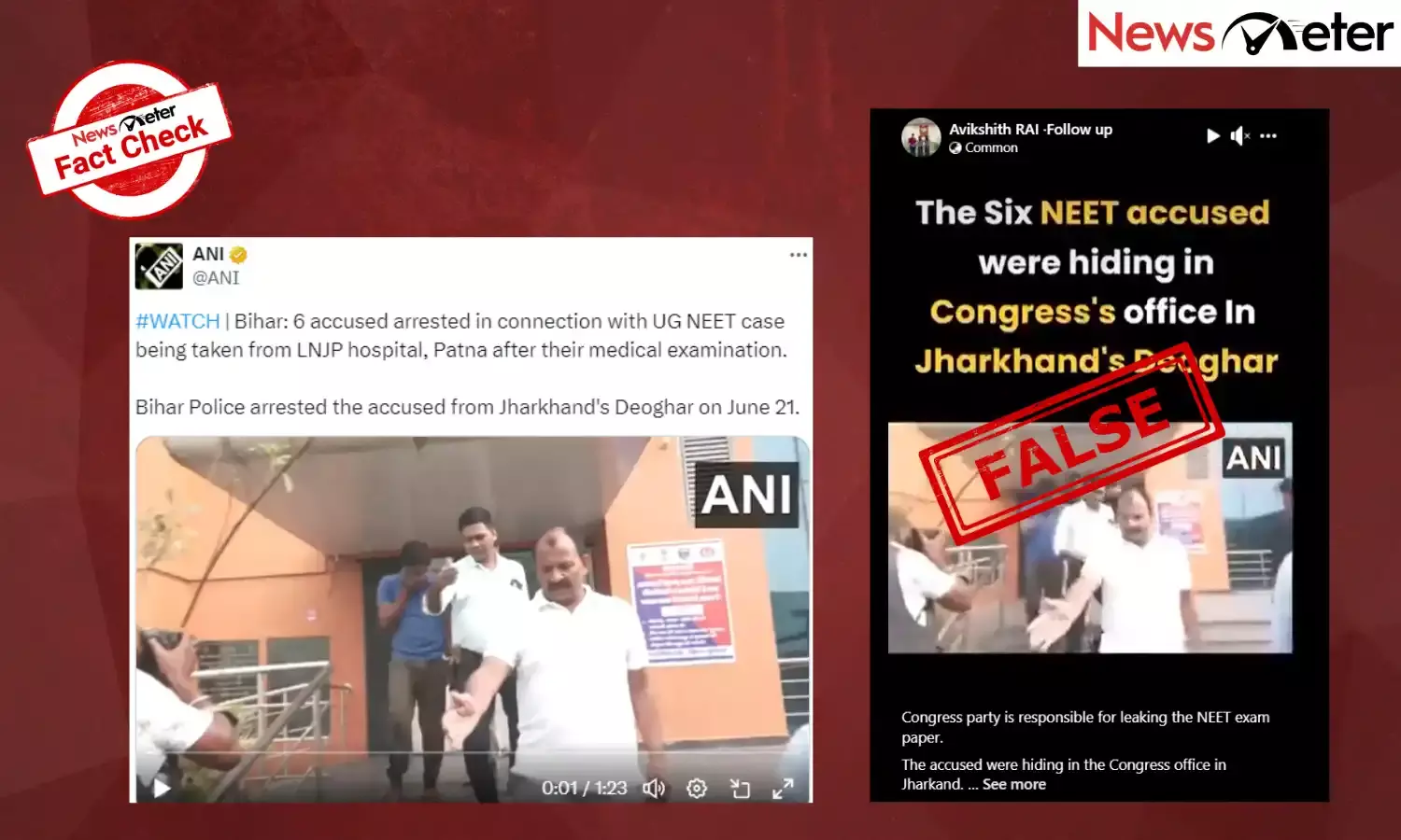 Fact Check: NEET paper leak accused not arrested from Congress’ Deoghar office