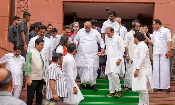 Denied opportunity to speak: INDIA bloc stages walk out from RS