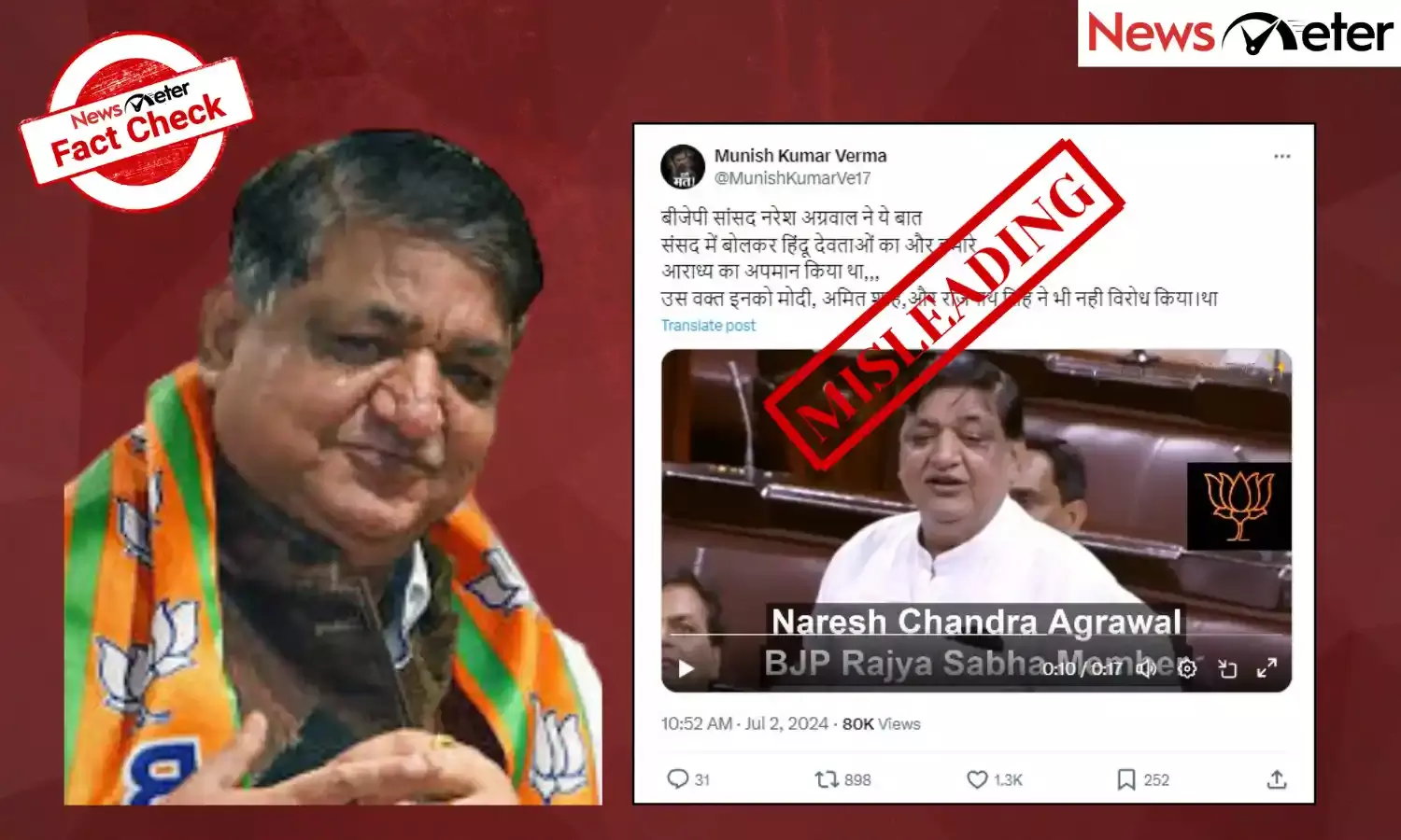 Fact Check: Naresh Agarwal linked Hindu deities with alcohol in 2017 Rajya Sabha as SP member, not BJP