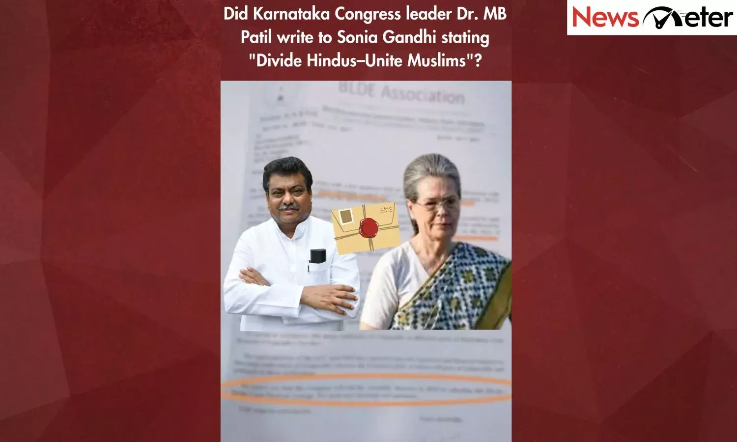 letter allegedly from Karnataka Congress leader & minister Dr MB Patil to Sonia Gandhi is fake.