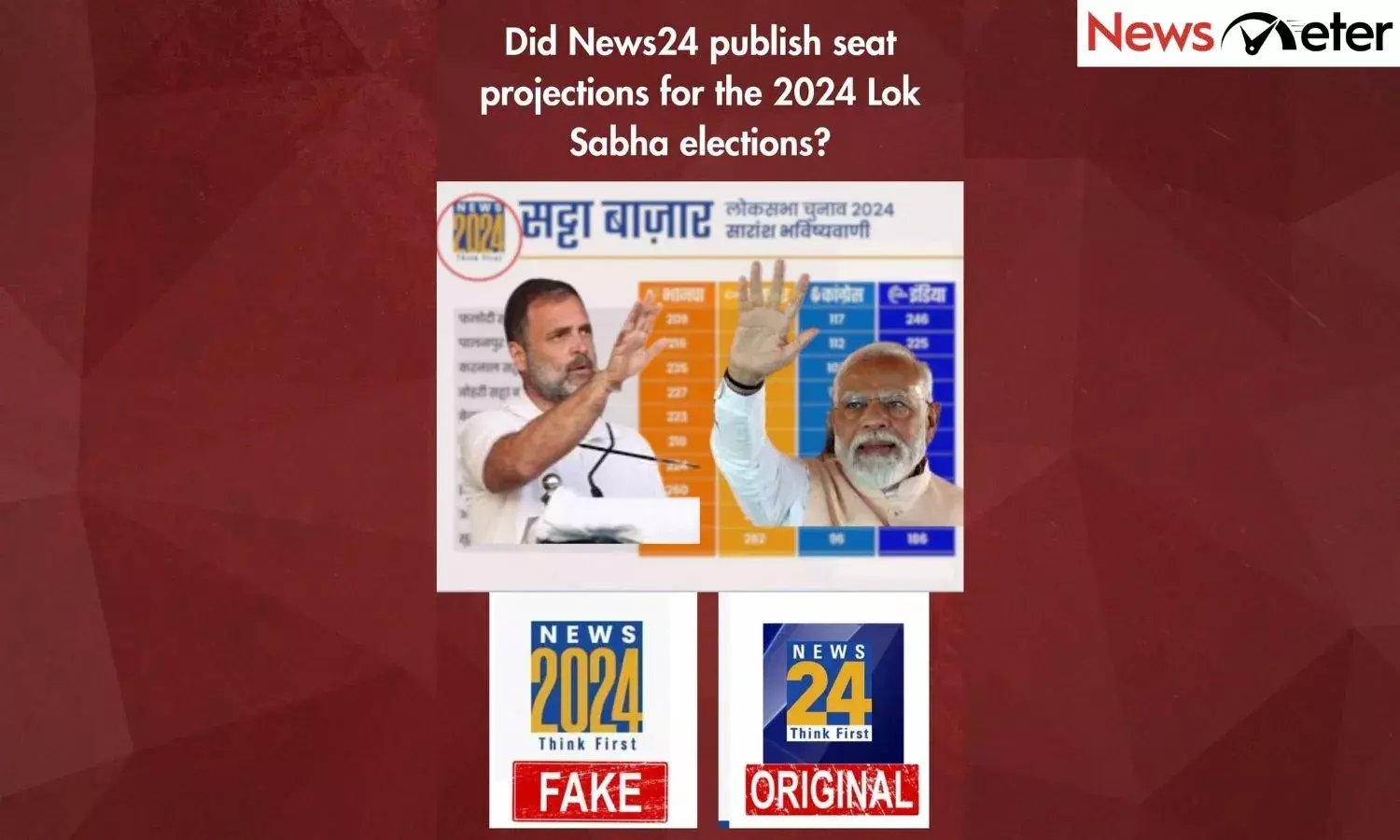 Did News24 publish seat projections for the 2024 Lok Sabha elections?