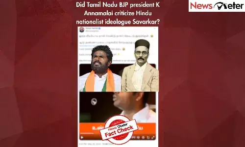 Did Tamil Nadu BJP president K Annamalai criticize Hindu nationalist ideologue Savarkar?