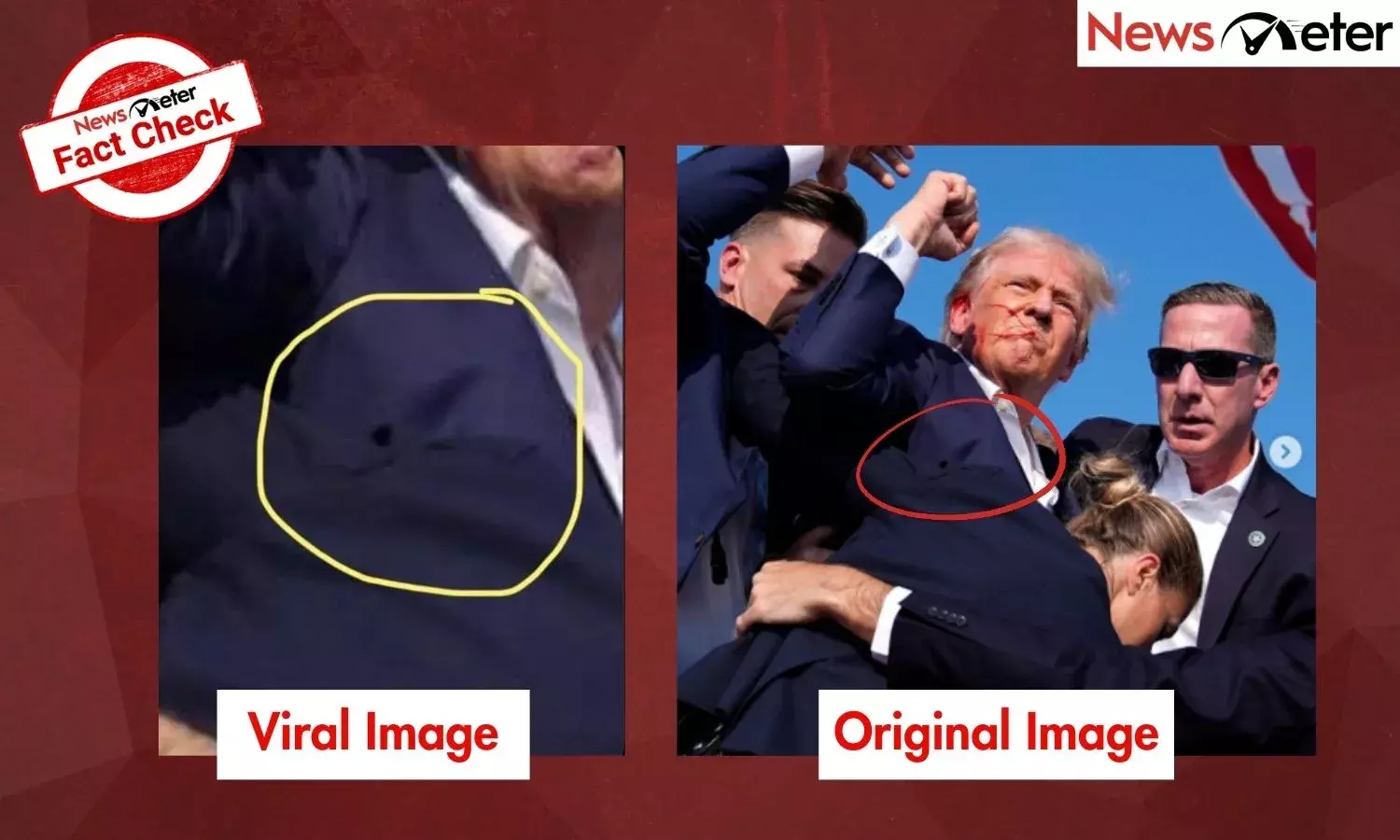 Fact Check: No, Trump was not shot in chest; viral image shows wrinkle on coat, not bullet hole