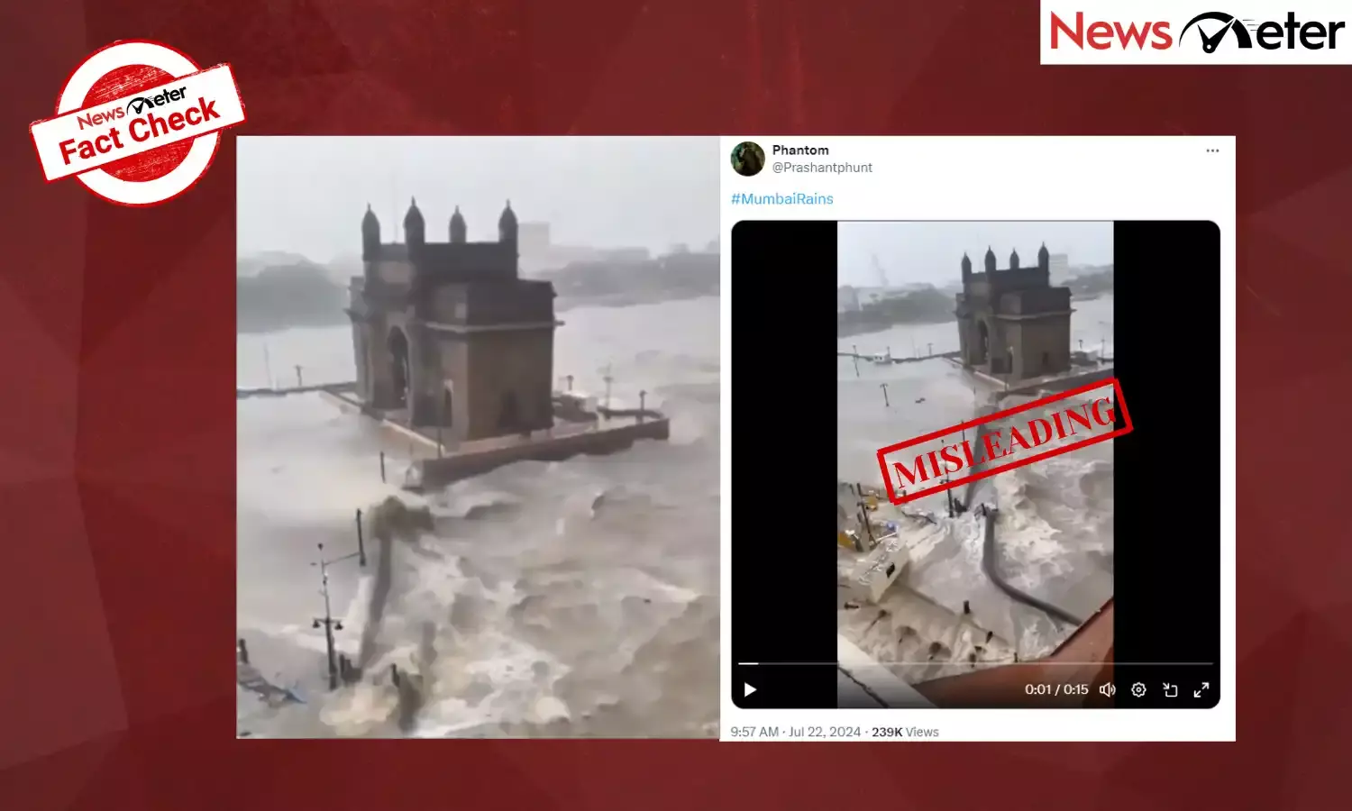 Fact Check: Old video of the Gateway of India flooding passed off as recent